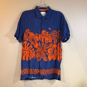 Tommy Bahama Collegiate Series Auburn Mens M Blue Orange Footballl Hawaiian